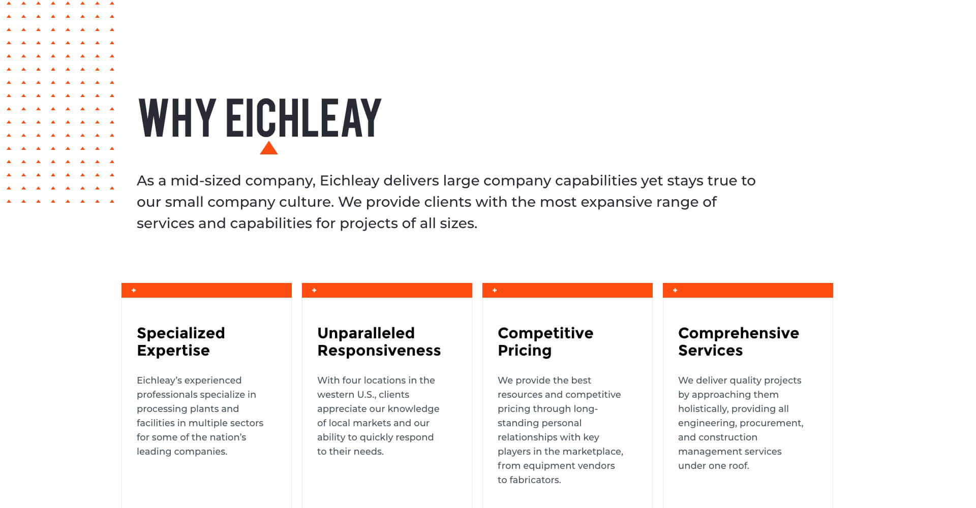 Homepage screenshot of Eichleay