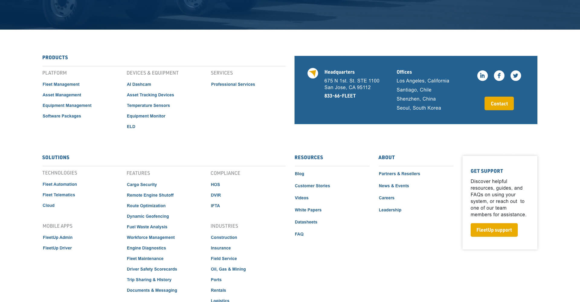 Homepage screenshot of FleetUp