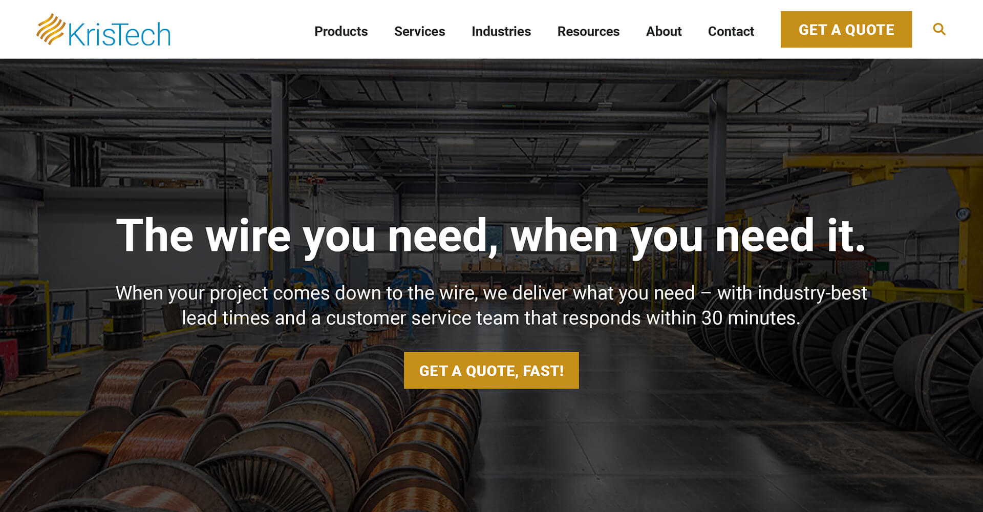 Homepage screenshot of Kris-Tech Wire