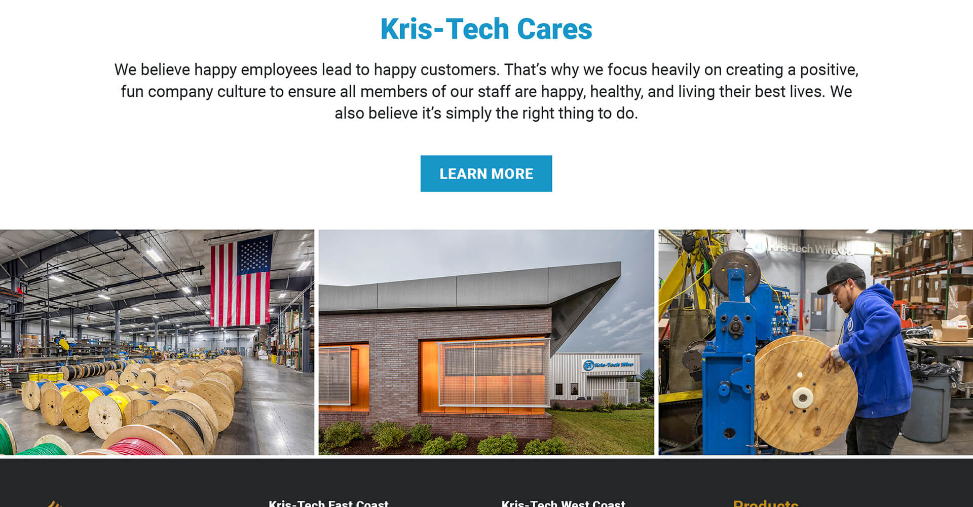 Homepage screenshot of Kris-Tech Wire