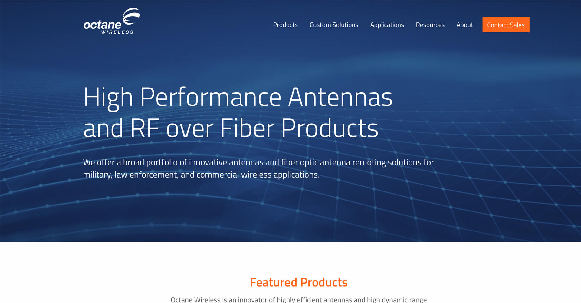 Homepage screenshot of Octane Wireless