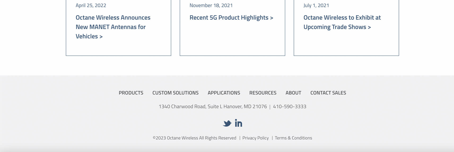 Homepage screenshot of Octane Wireless