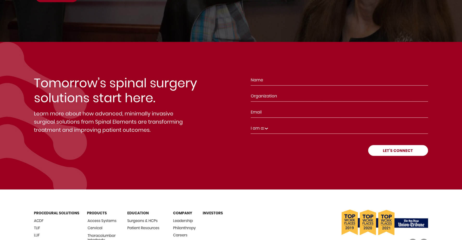Homepage screenshot of Spinal Elements