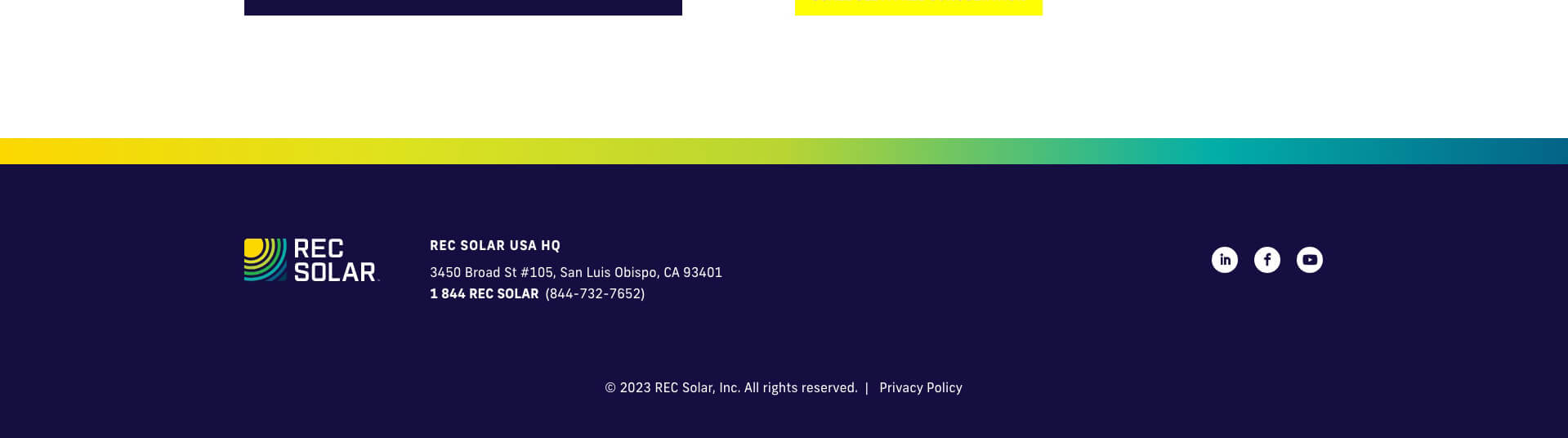 Homepage screenshot of REC Solar