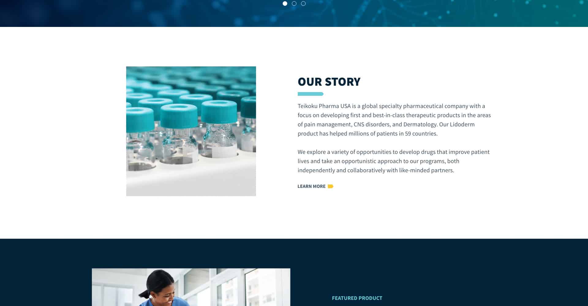 Homepage screenshot of Teikoku Pharma