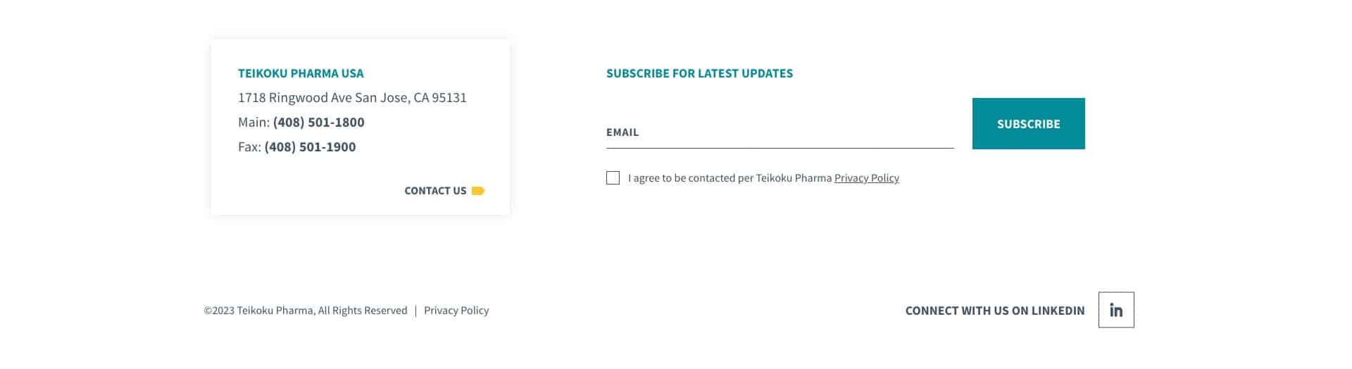 Homepage screenshot of Teikoku Pharma