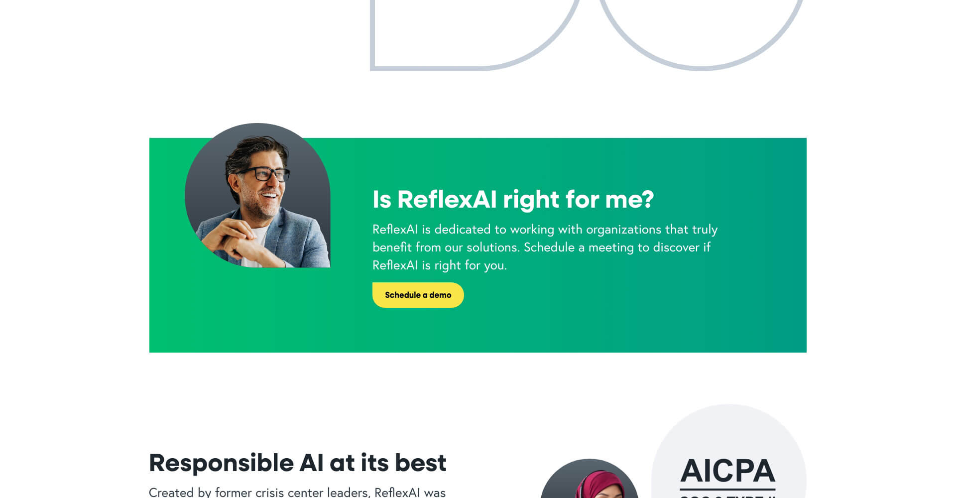 Homepage screenshot of ReflexAI