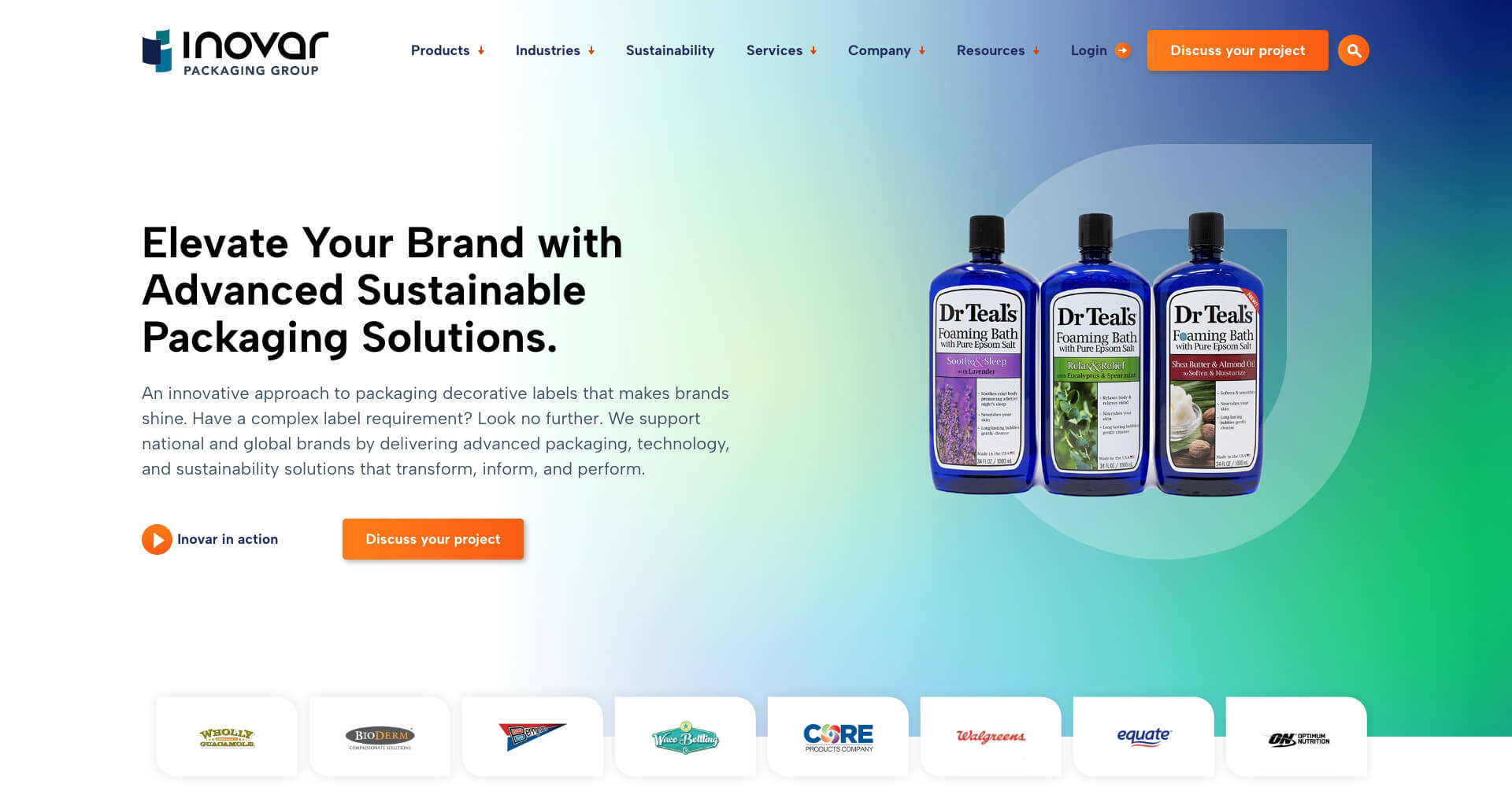 Homepage screenshot of Inovar Packaging