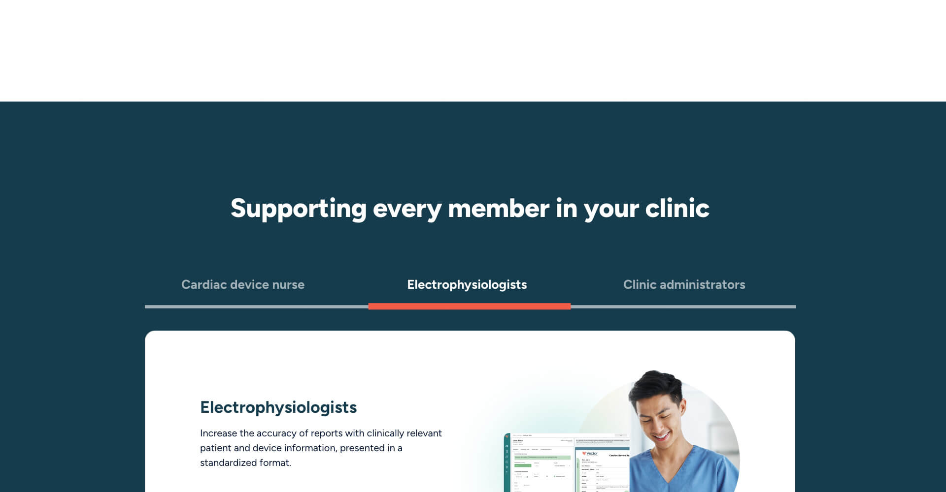 Homepage screenshot of Vector Remote Care