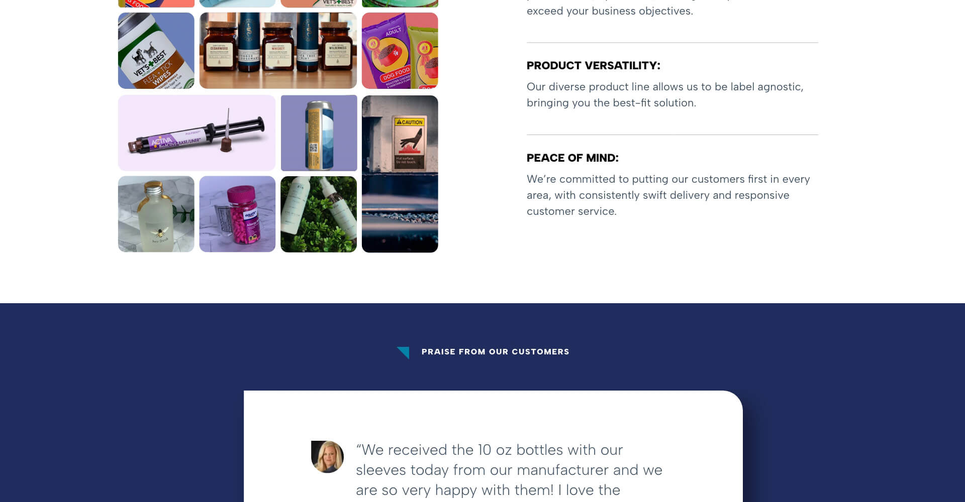 Homepage screenshot of Inovar Packaging