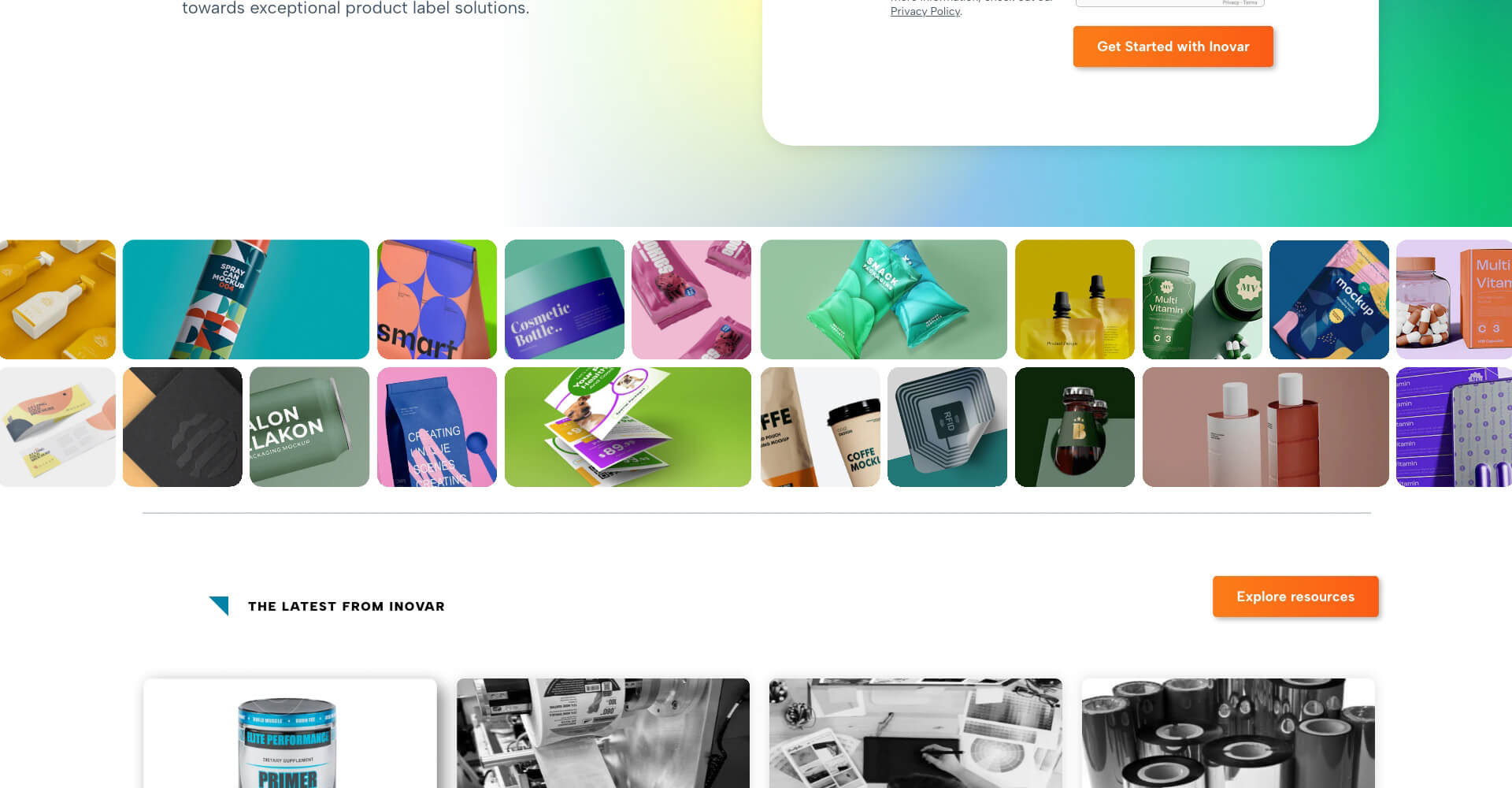 Homepage screenshot of Inovar Packaging